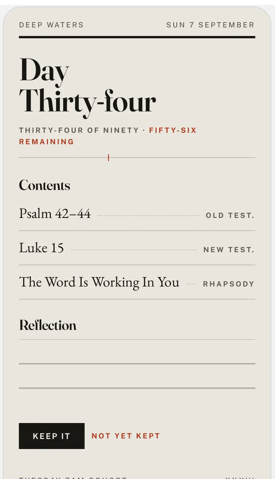 A rejected Deep Waters design, set like a traditional printed church edition.